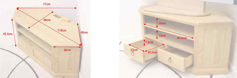 ローコーナーテレビボードのサイズ